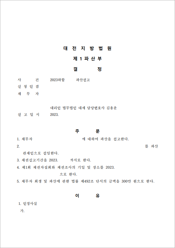 9억 이상 채무 법인파산