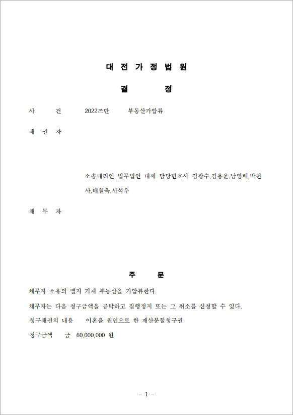 재산처분 방어 가압류 결정