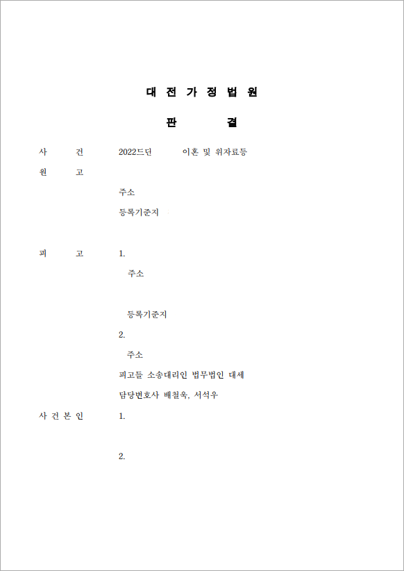 위자료 3,000만원 감액 성공