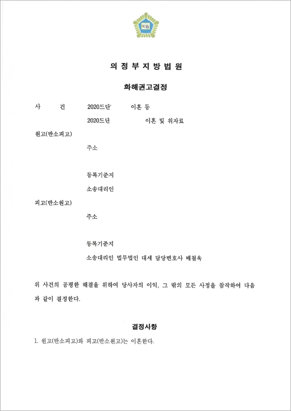재산분할 방어한 이혼사례