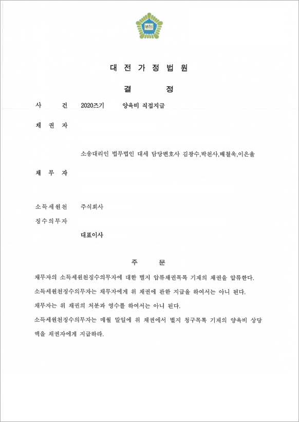 절반만 주는 배우자, 지급명령