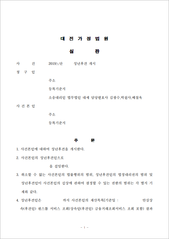 성년후견인 신청, 개시