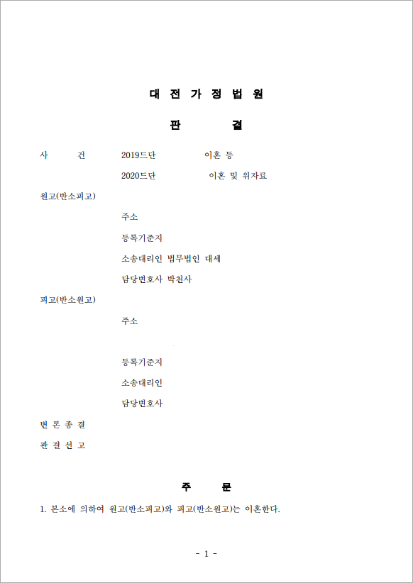 모든 것을 받아낸 이혼청구