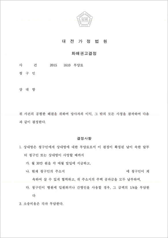 의뢰인 사정을 종합하여 부양료 66% 증액