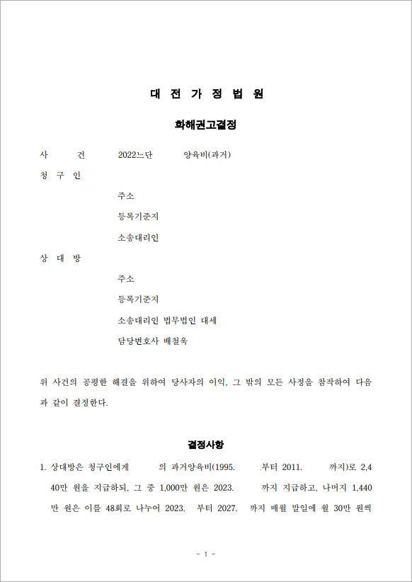 고액의 양육비 청구, 50% 감액